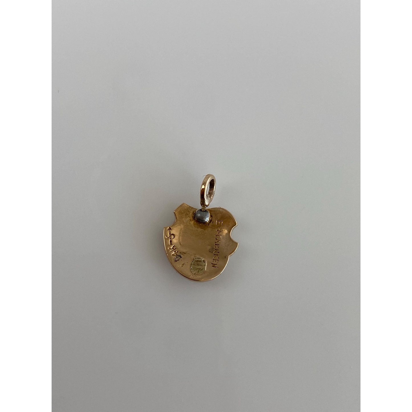 Vintage Solid 14k Yellow Gold Seed Pearl Black Enamel Fraternity Charm