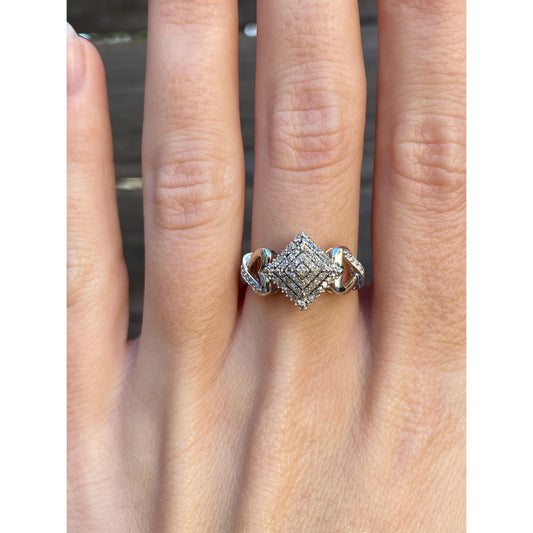 Vintage Solid 10k White Gold Diamond Ring Band - Size 6.25