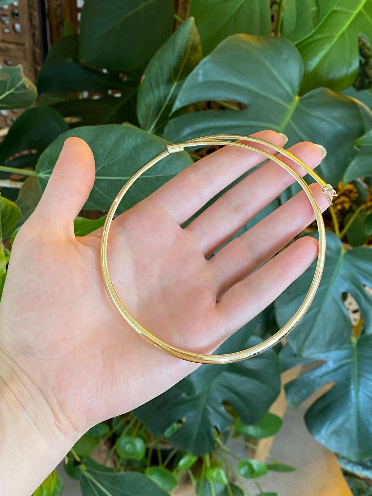 Vintage Solid 14k Yellow Gold Omega Chain Necklace - 15.5 inches