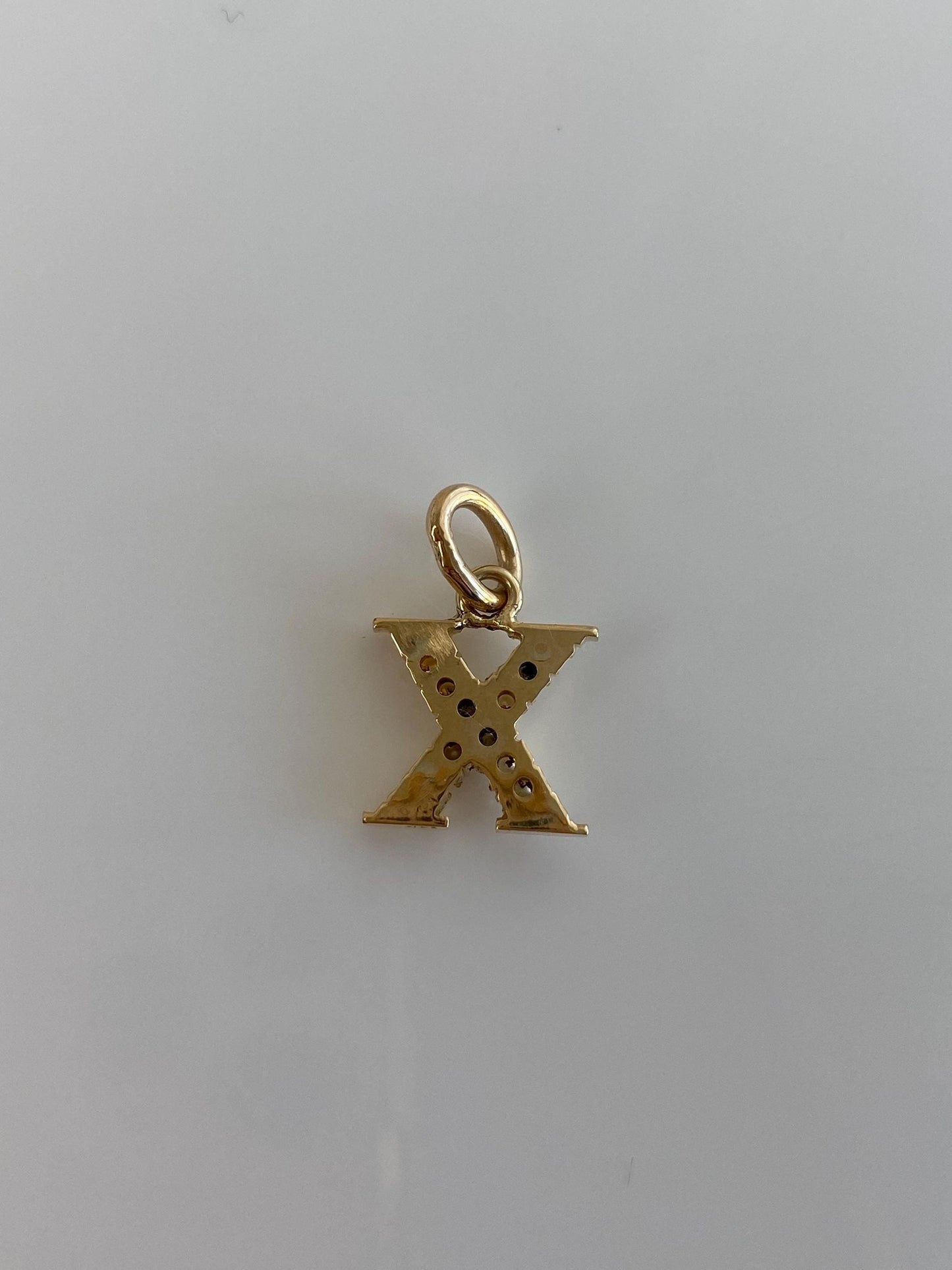 Vintage Solid 14k Yellow Gold Seed Pearl Initial 'X' Charm