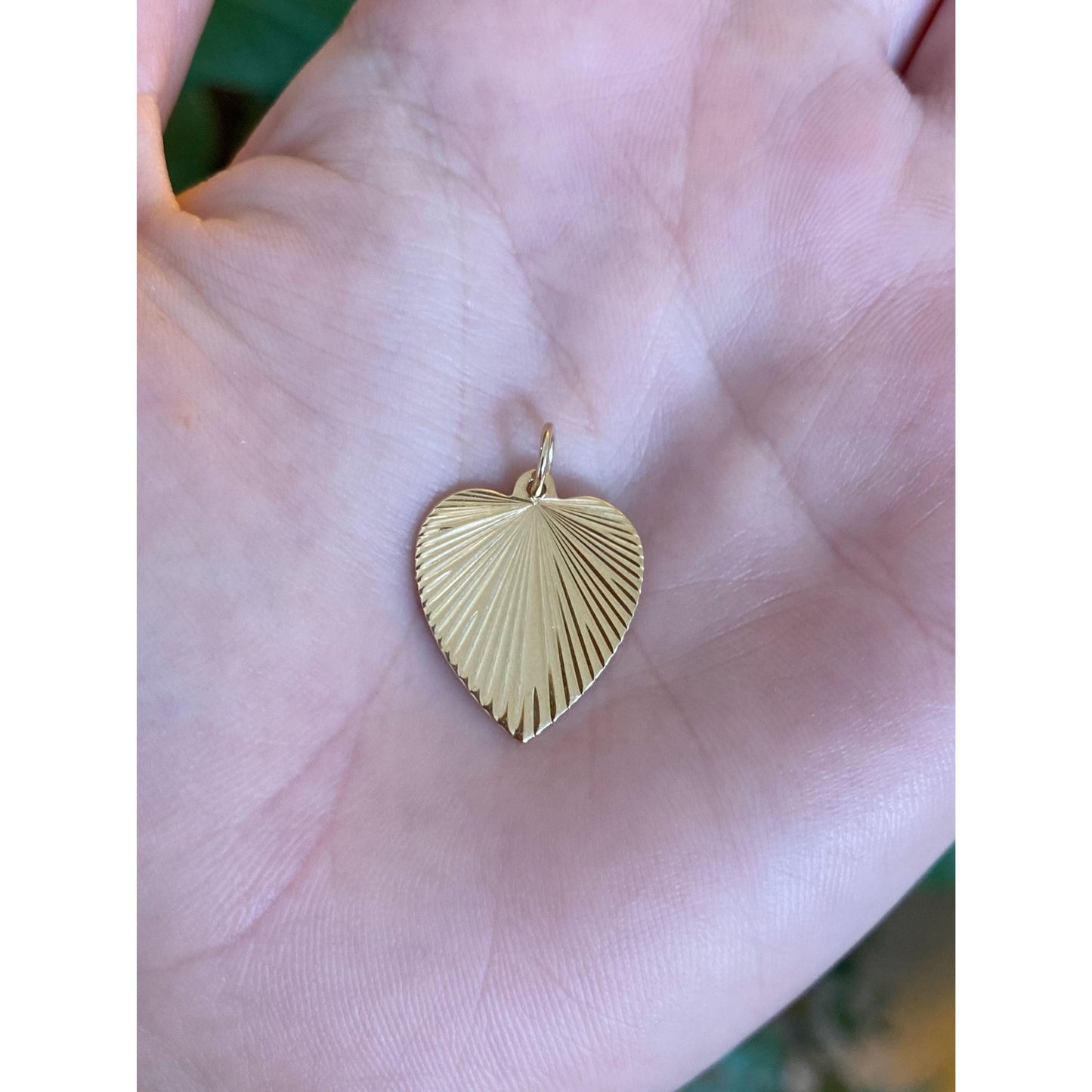 Vintage Solid 14k Yellow Gold Engine Turned Heart Charm