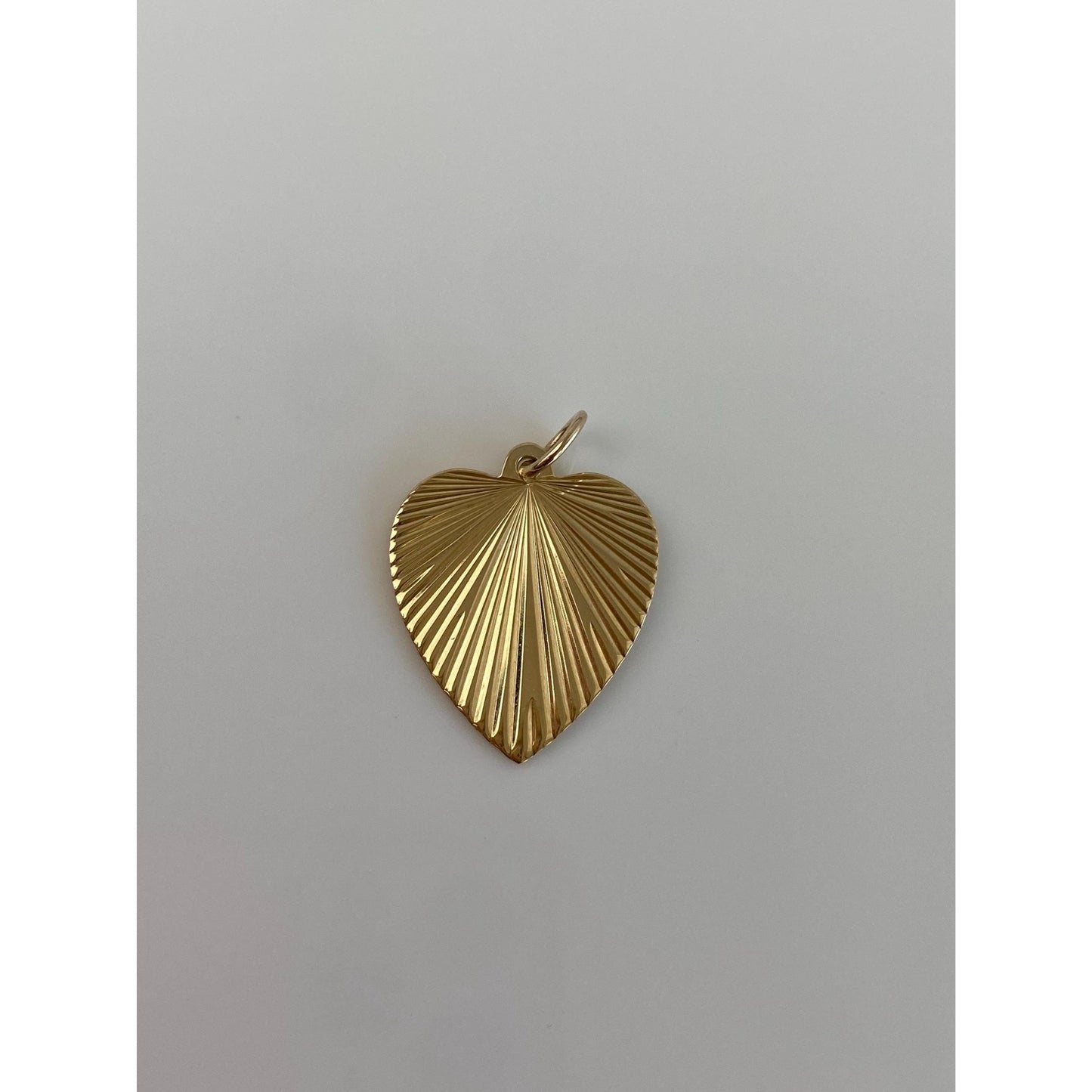 Vintage Solid 14k Yellow Gold Engine Turned Heart Charm