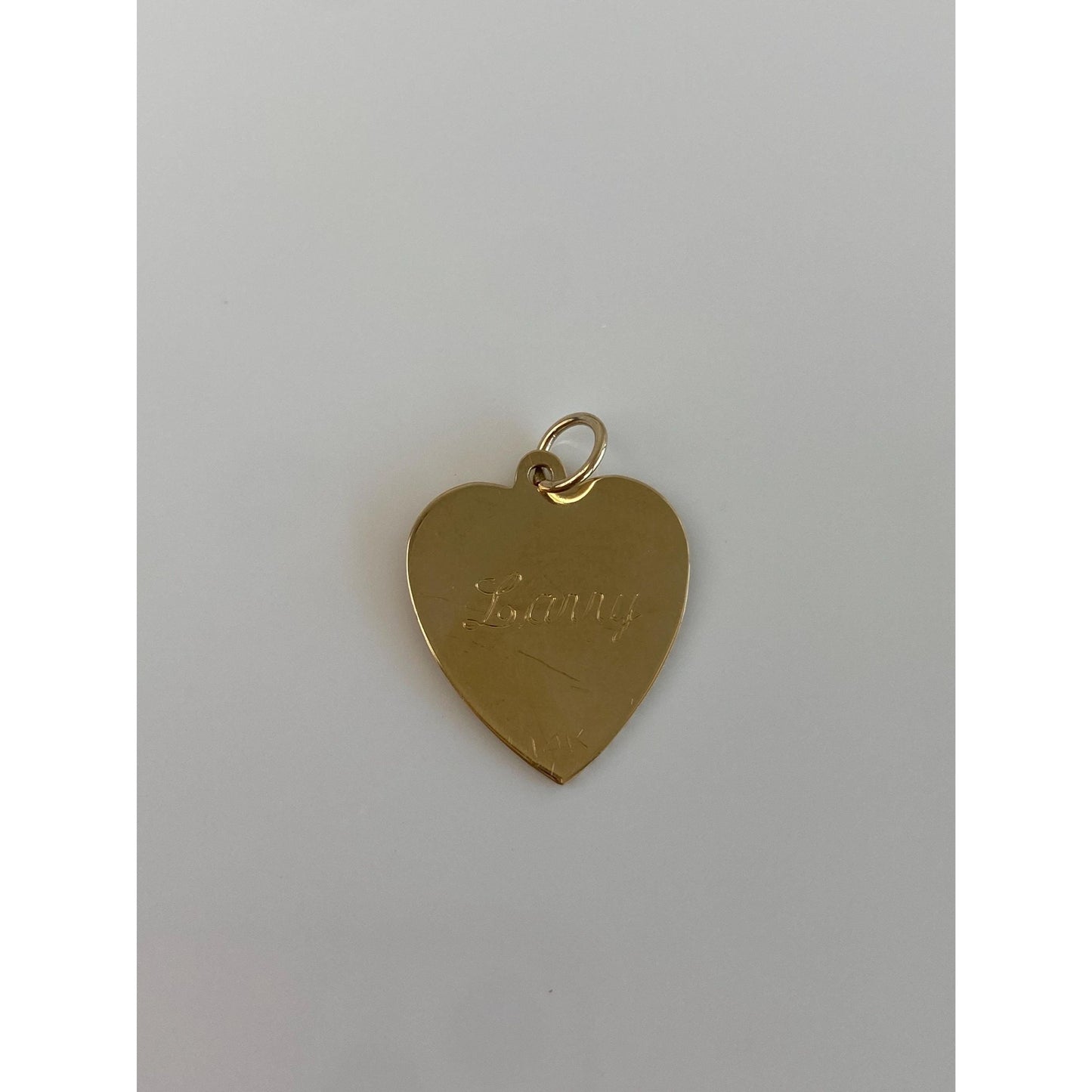 Vintage Solid 14k Yellow Gold Engine Turned Heart Charm