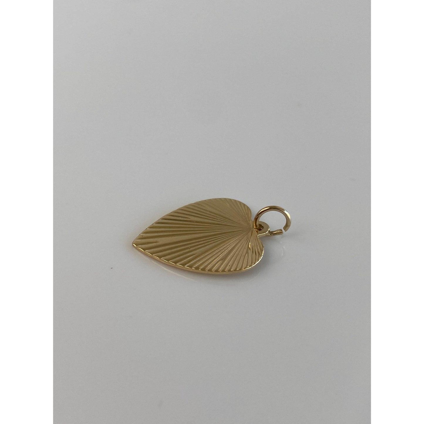 Vintage Solid 14k Yellow Gold Engine Turned Heart Charm