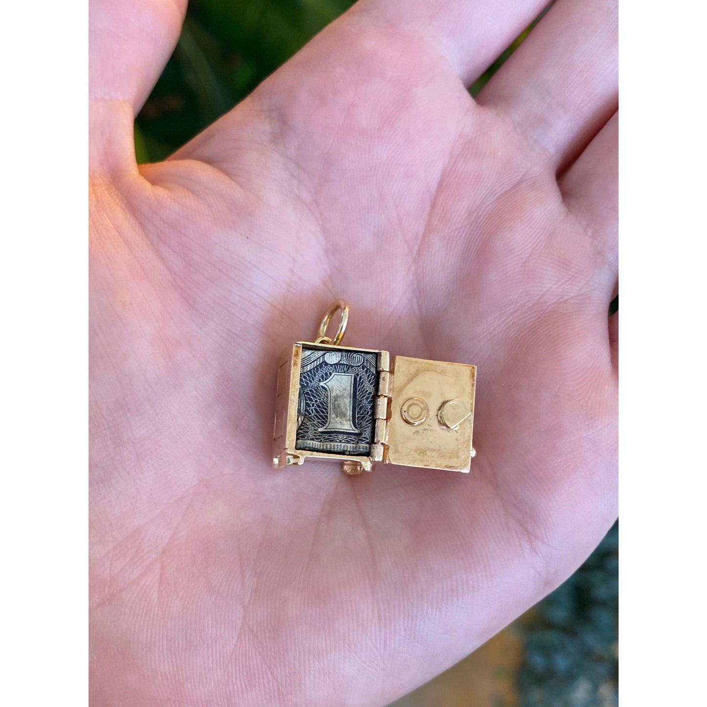 Vintage Solid 14k Yellow Gold Bank Vault Safe Charm