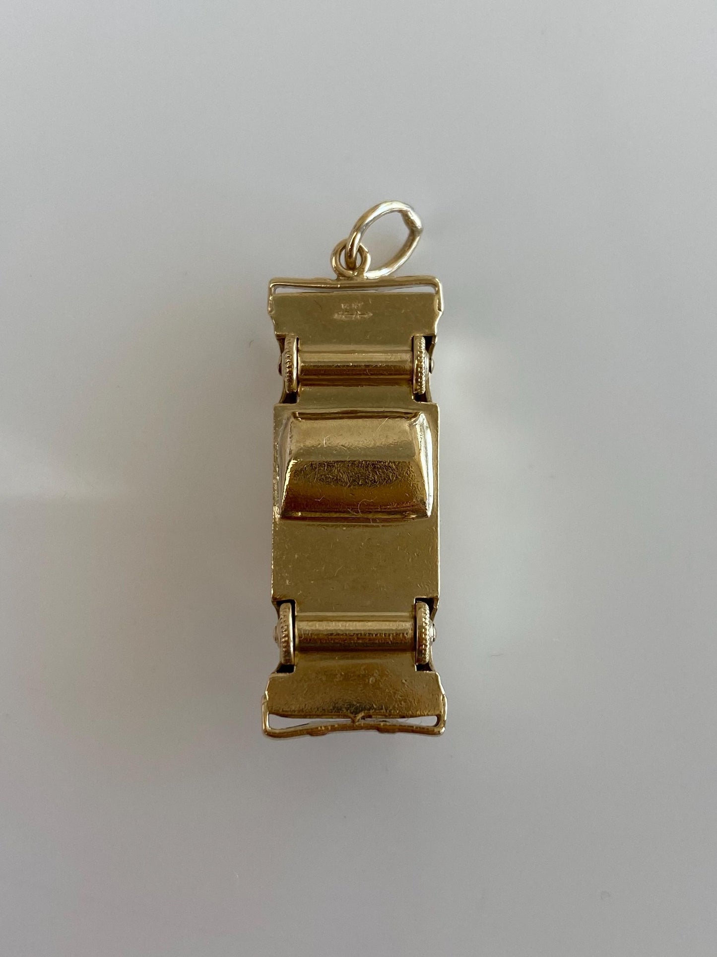 Vintage 14k Yellow Gold Red Enamel Articulated Car Charm