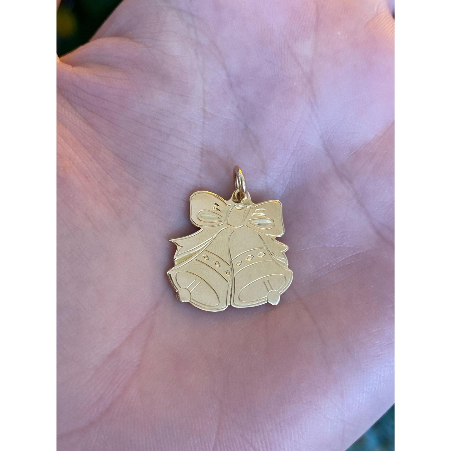 Vintage Solid 14k Yellow Gold Christmas Bells Charm