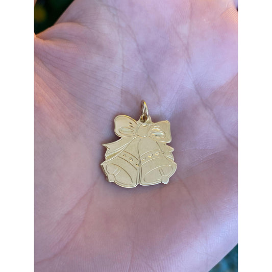 Vintage Solid 14k Yellow Gold Christmas Bells Charm