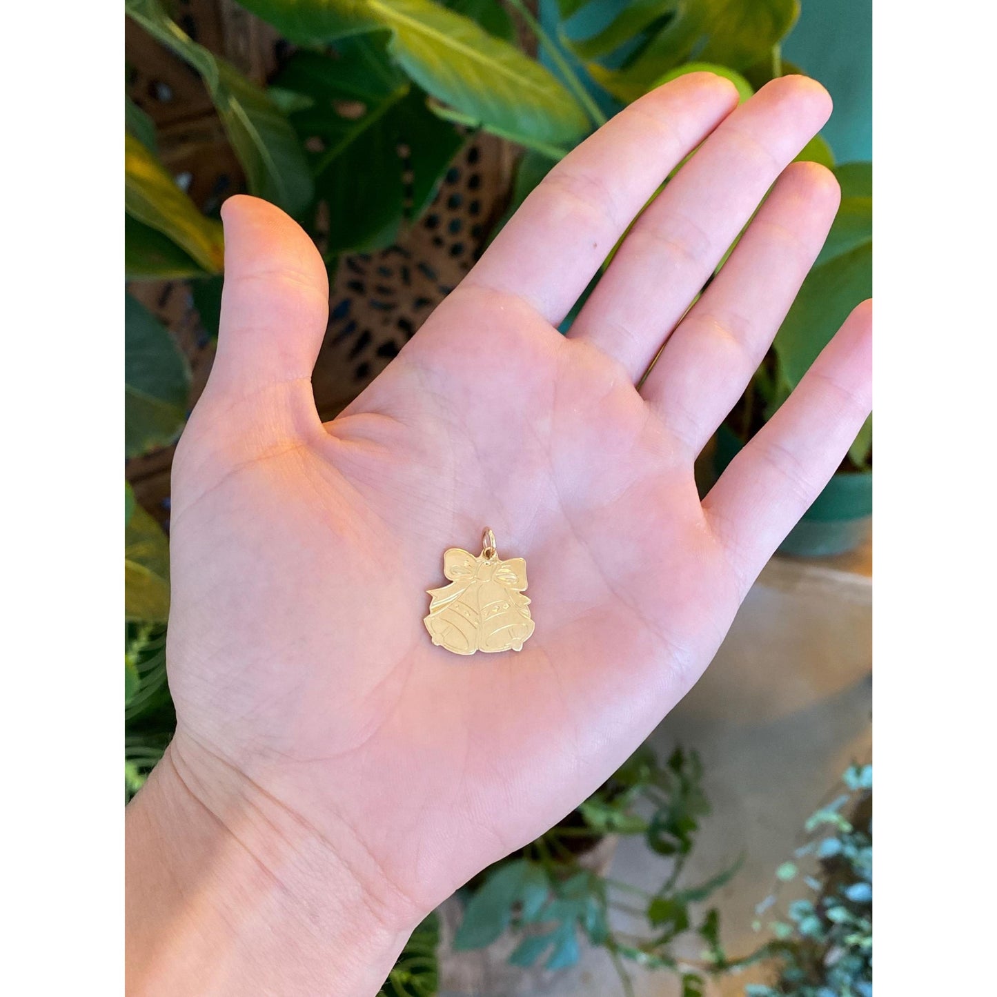 Vintage Solid 14k Yellow Gold Christmas Bells Charm