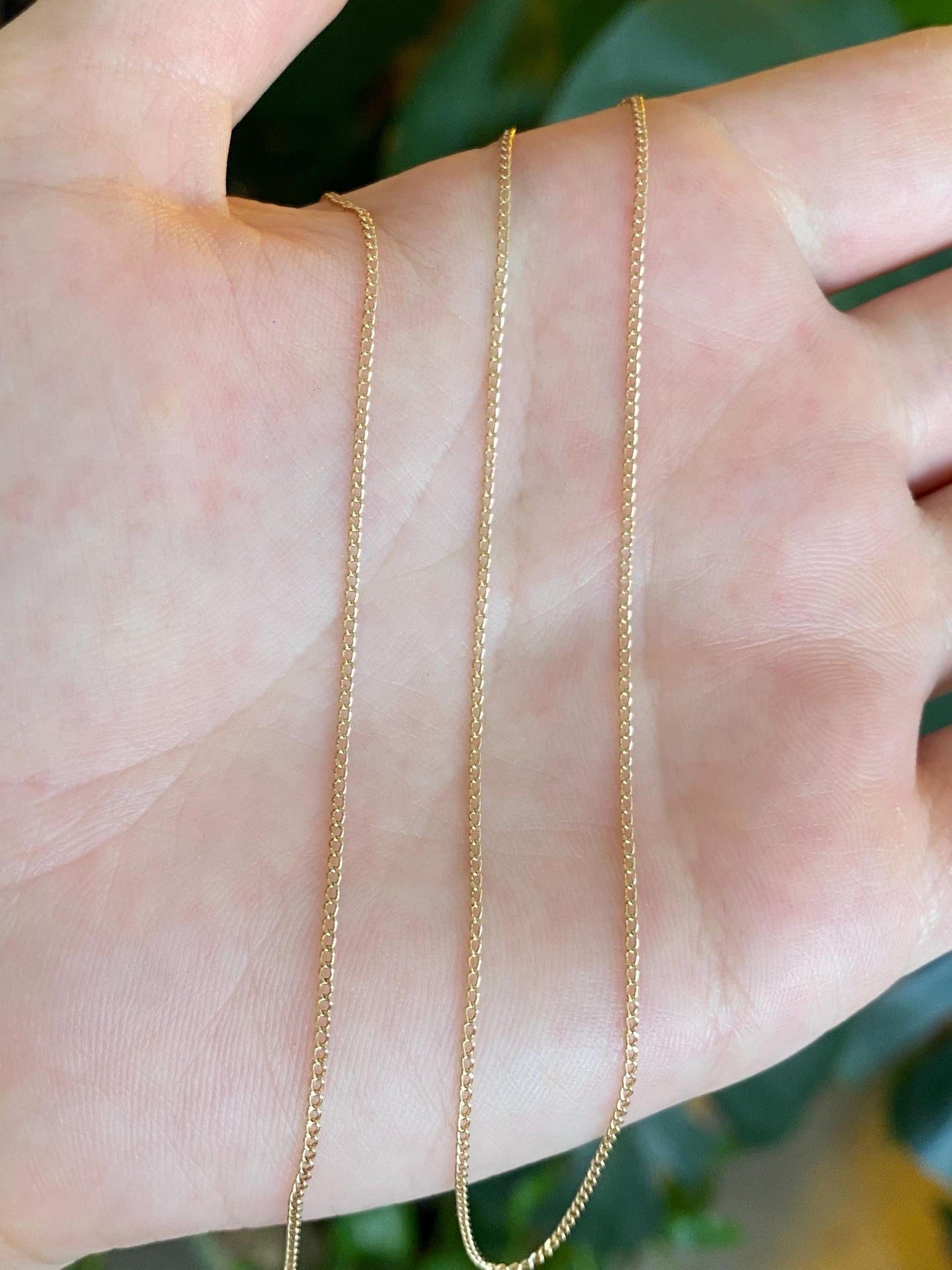 Vintage Solid 14k Yellow Gold Dainty Curb Chain Necklace - 20.25 inches