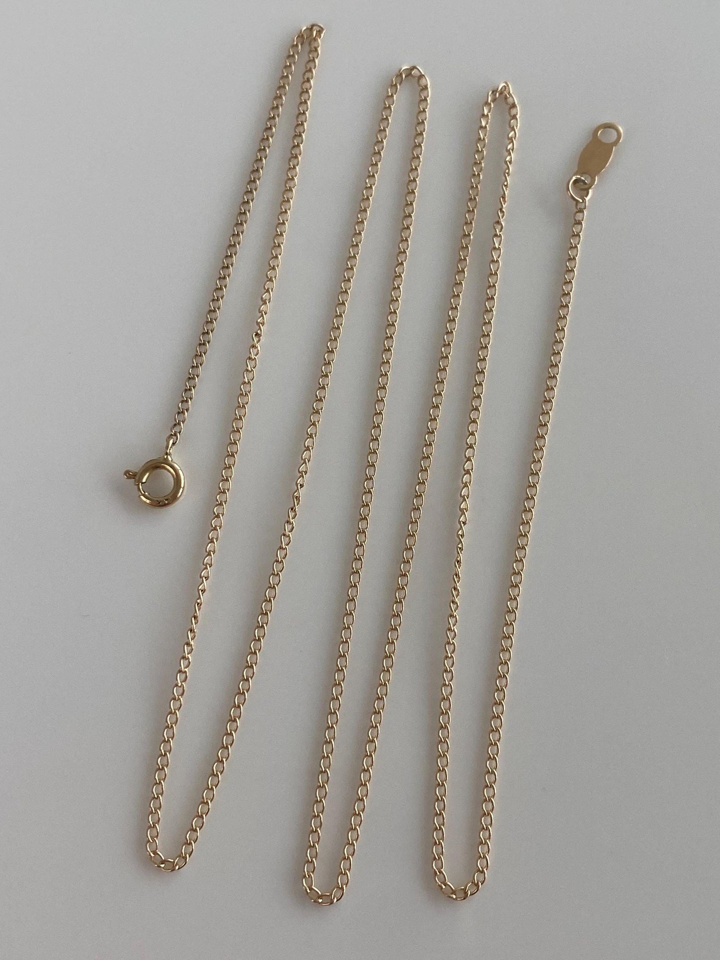 Vintage Solid 14k Yellow Gold Dainty Curb Chain Necklace - 20.25 inches