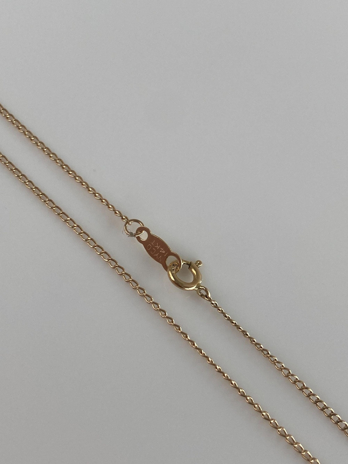 Vintage Solid 14k Yellow Gold Dainty Curb Chain Necklace - 20.25 inches
