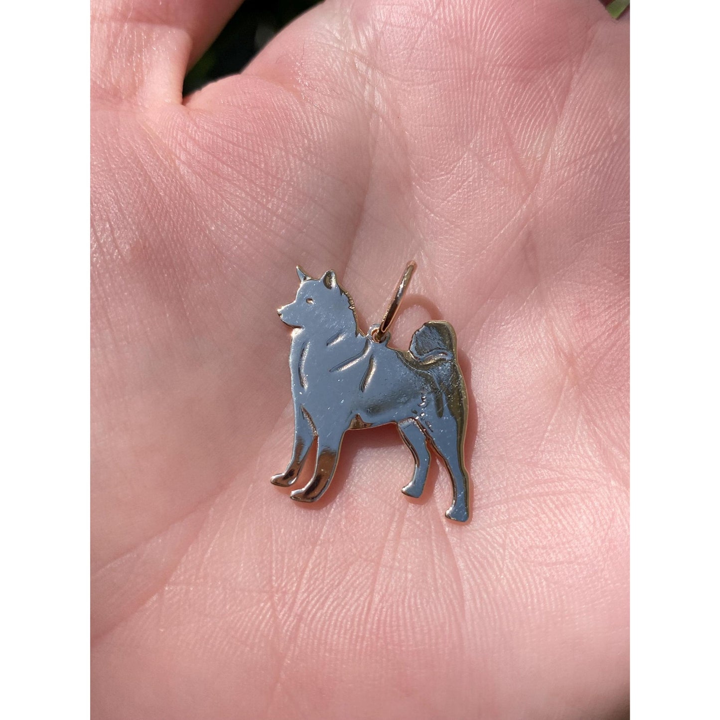 Vintage Solid 14k Yellow Gold Sheba Inu Dog Charm