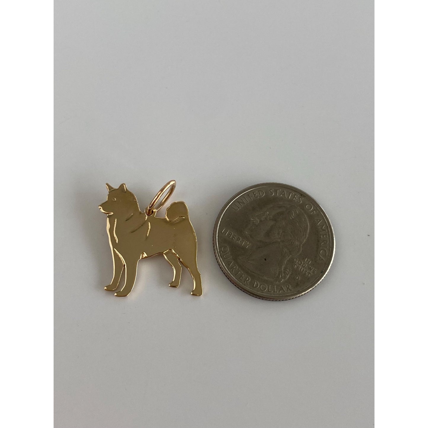 Vintage Solid 14k Yellow Gold Sheba Inu Dog Charm
