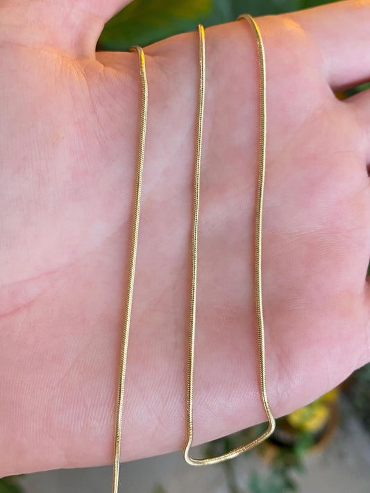 Vintage Solid 14k Yellow Gold Snake Chain Necklace - 16.25 inches