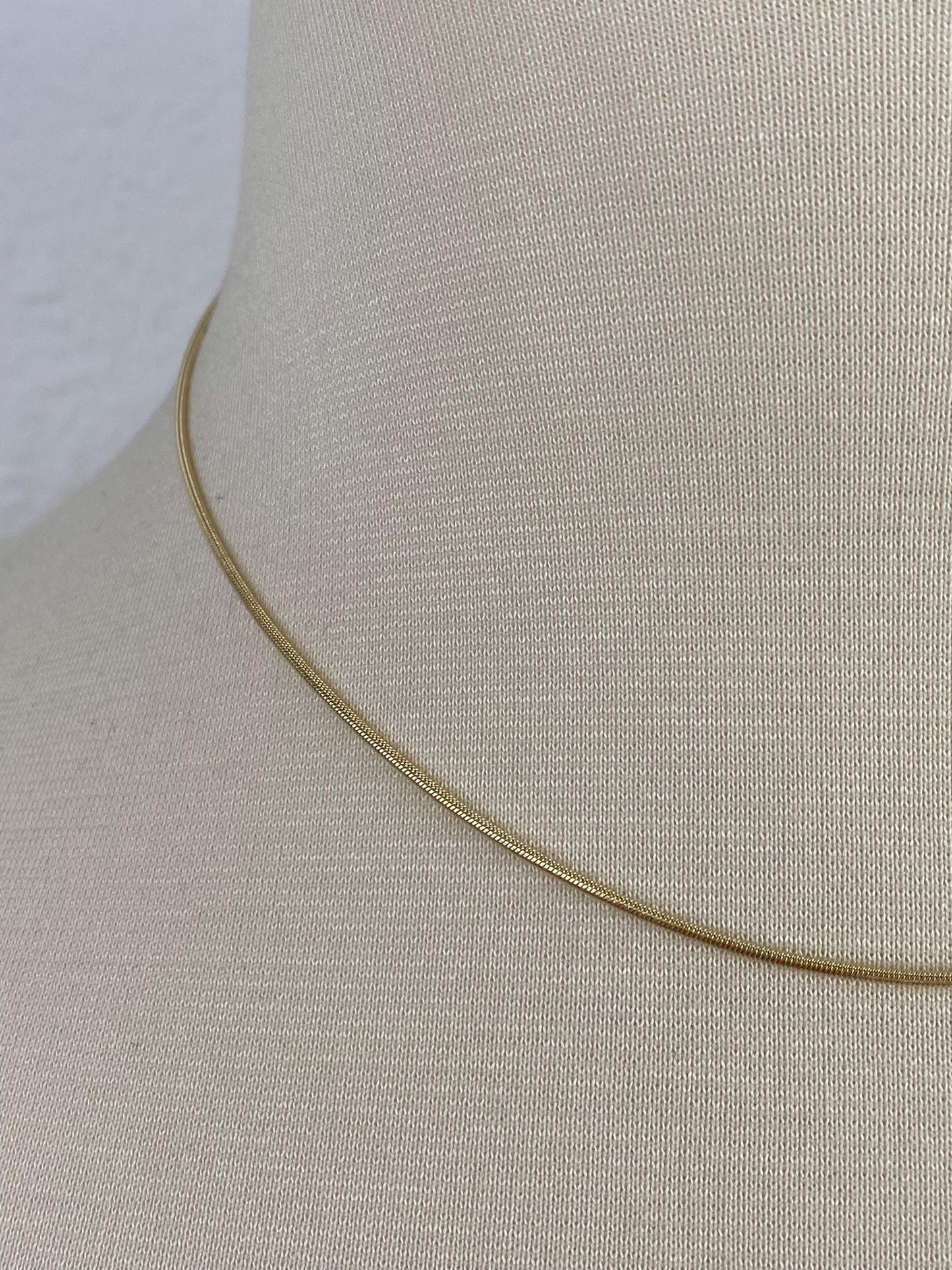 Vintage Solid 14k Yellow Gold Snake Chain Necklace - 16.25 inches