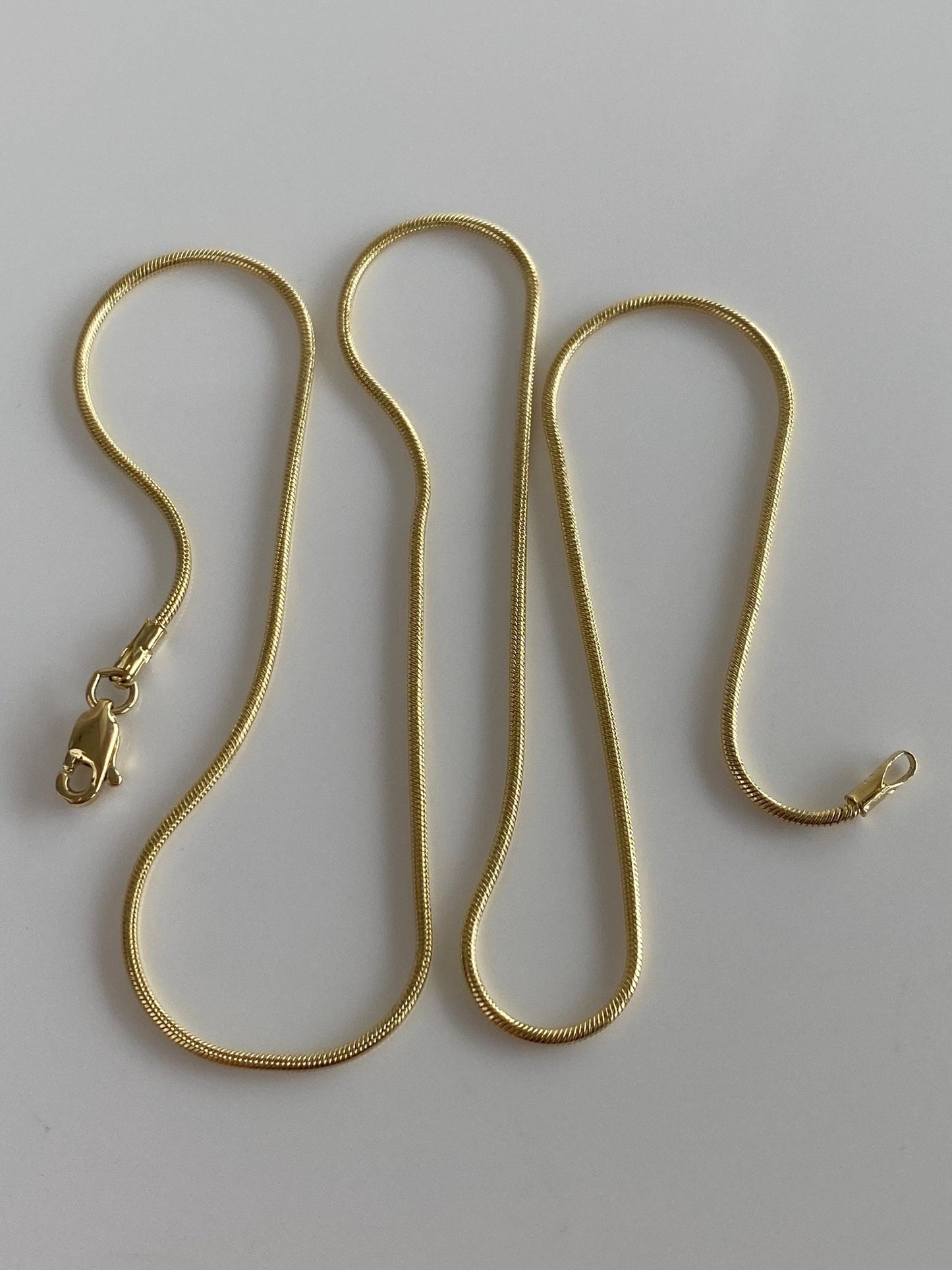 Vintage Solid 14k Yellow Gold Snake Chain Necklace - 16.25 inches