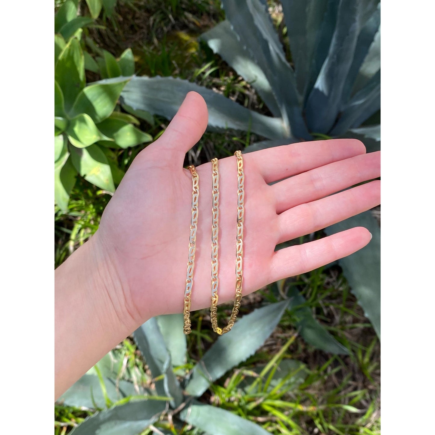 Solid 18k Yellow Gold Long Fancy Link Necklace - 31.25 inches