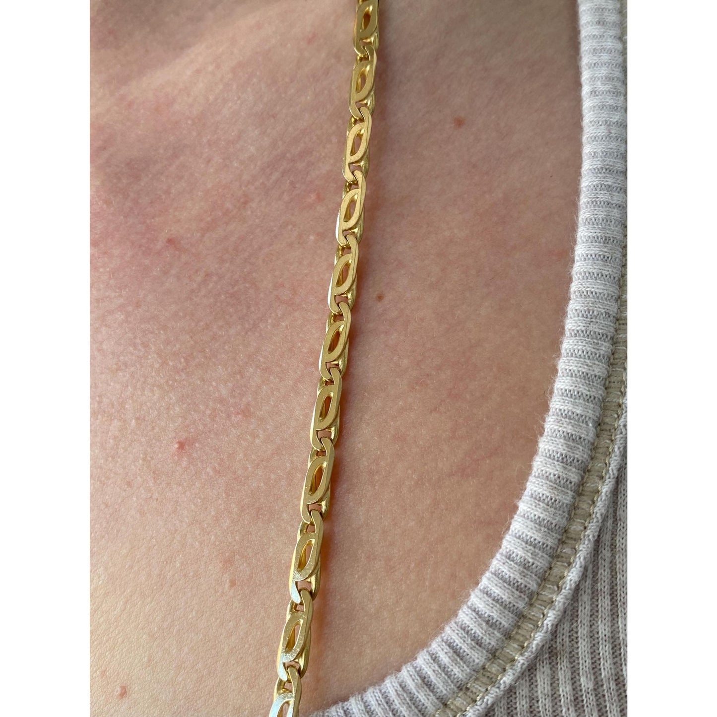 Solid 18k Yellow Gold Long Fancy Link Necklace - 31.25 inches