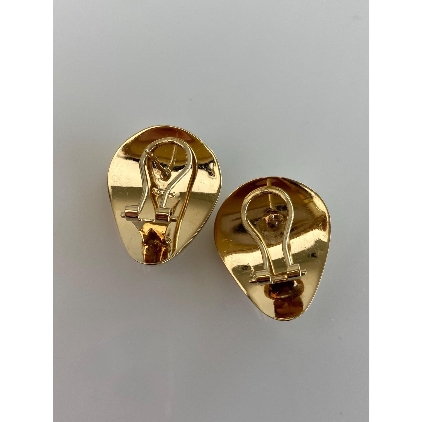 Vintage Solid 14k White & Yellow Gold Diamond Fluted Domed Earrings