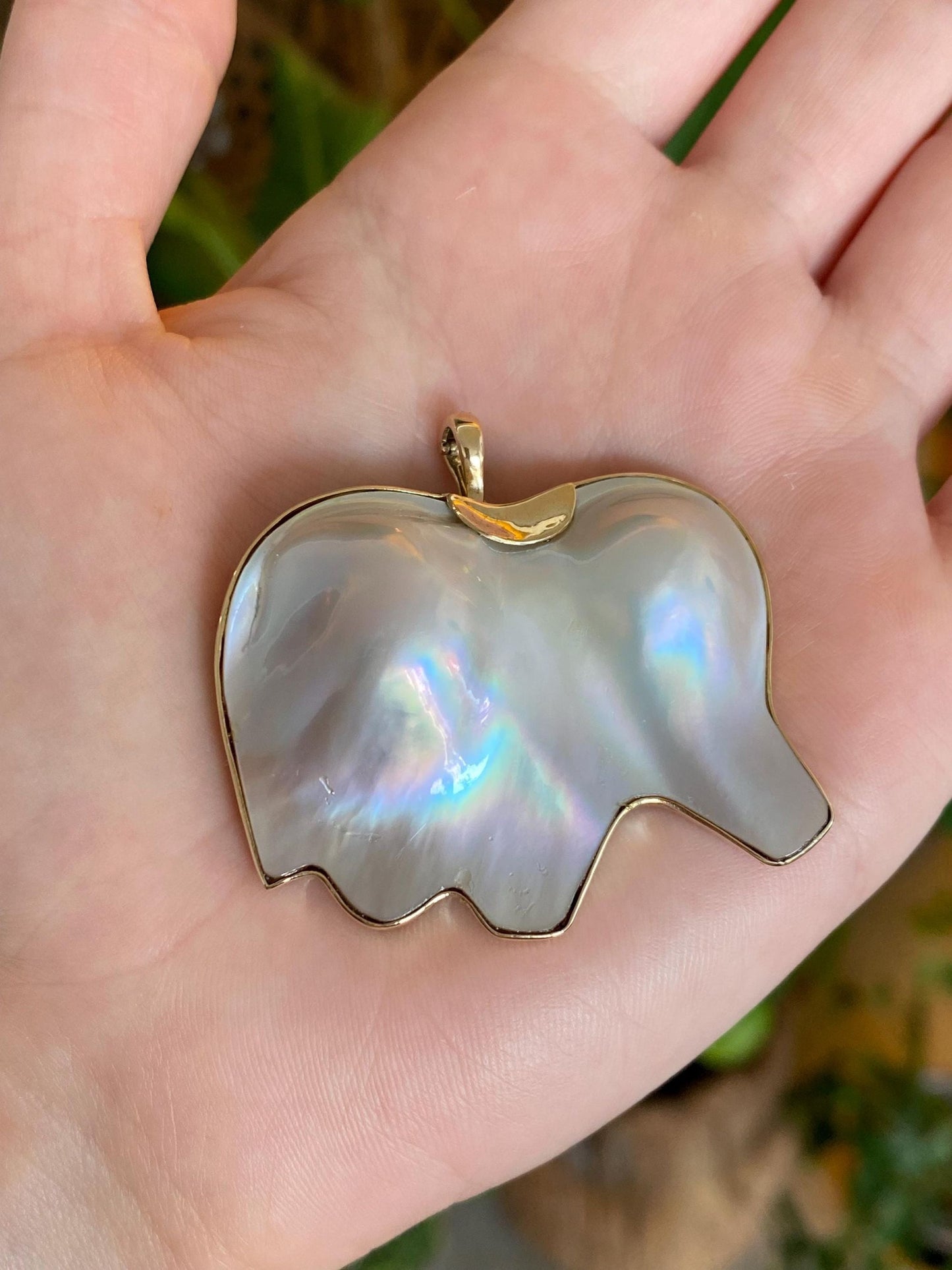Vintage Solid 14k Yellow Gold Freeform Pearl Baby Elephant Charm