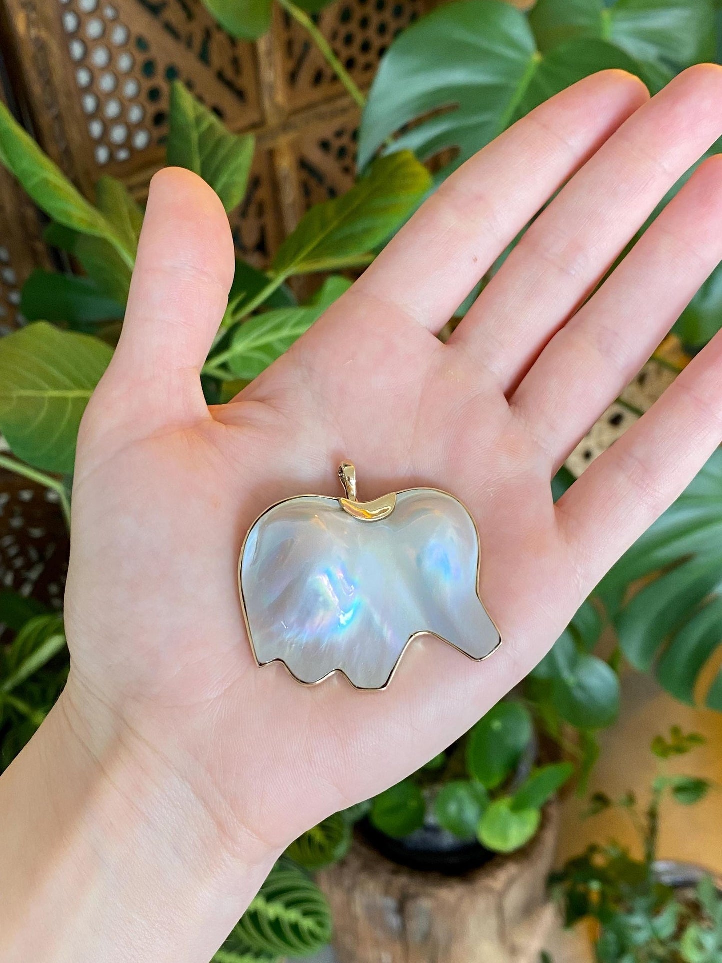 Vintage Solid 14k Yellow Gold Freeform Pearl Baby Elephant Charm