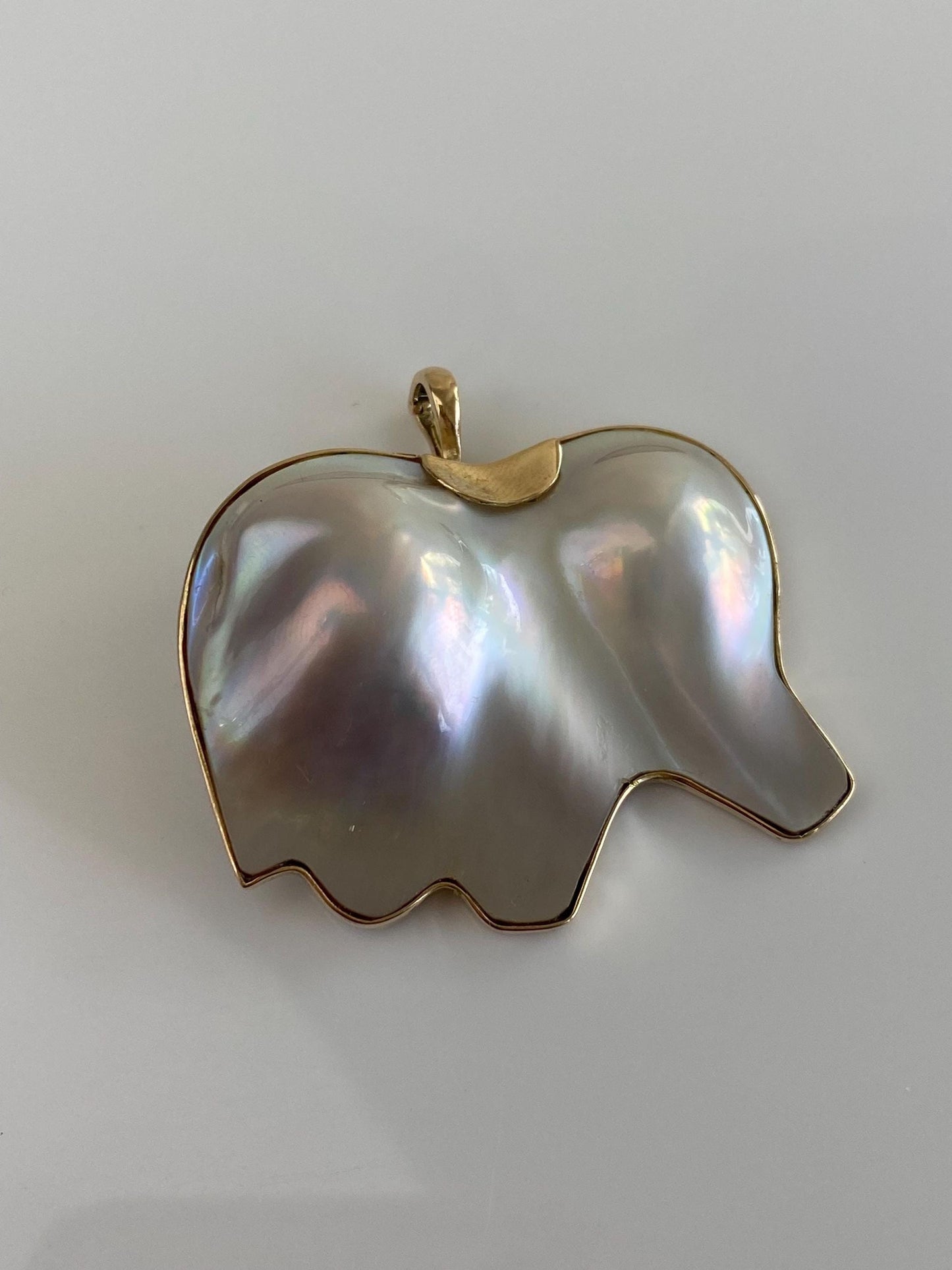 Vintage Solid 14k Yellow Gold Freeform Pearl Baby Elephant Charm