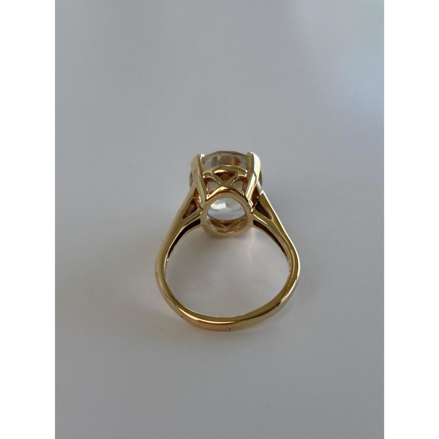 Vintage Solid 10k Yellow Gold Clear Quartz Ring - Size 7.5