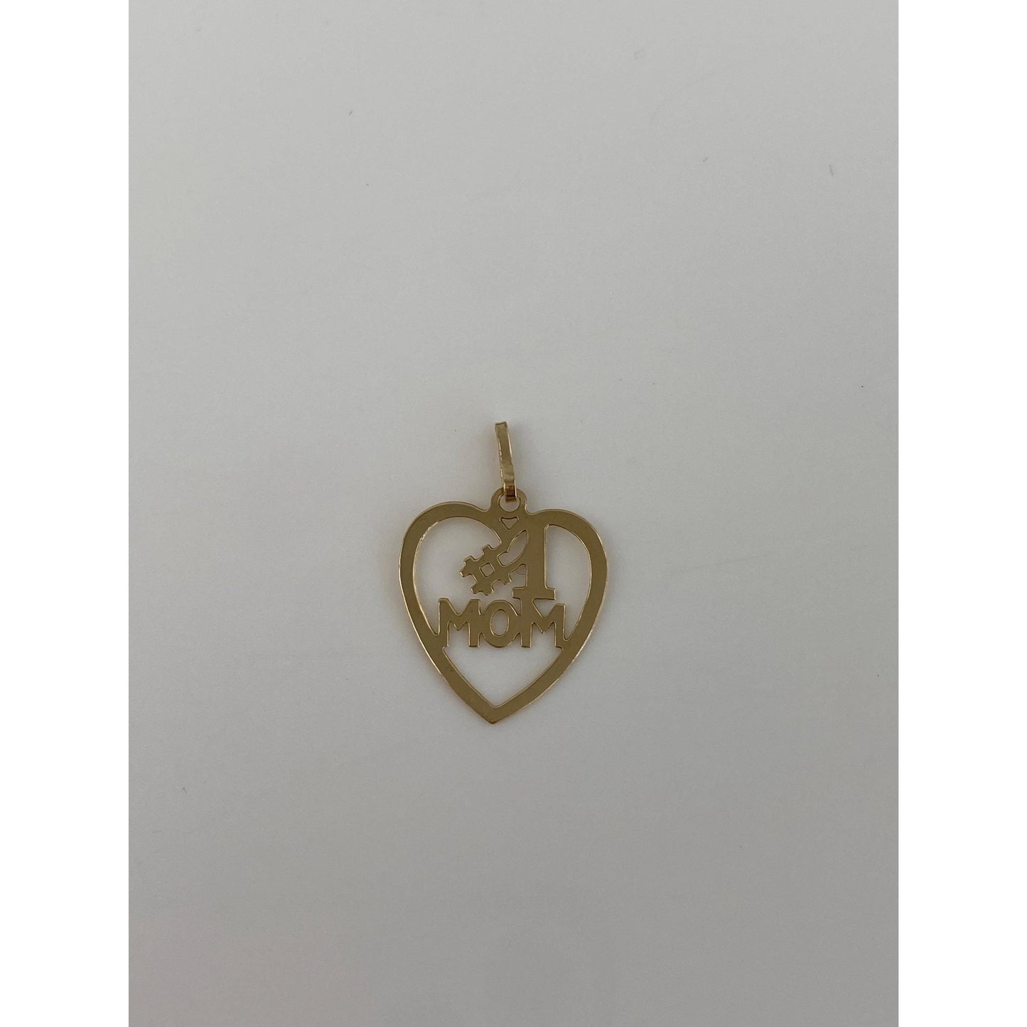 Vintage Solid 14k Yellow Gold #1 Mom Heart Charm