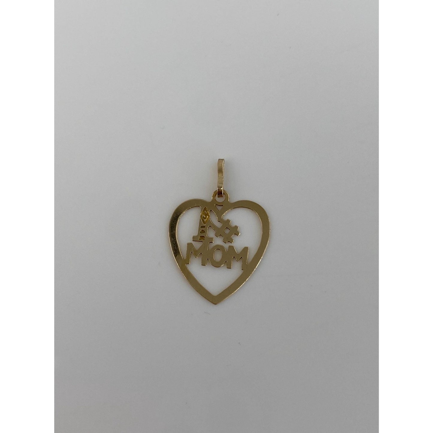 Vintage Solid 14k Yellow Gold #1 Mom Heart Charm
