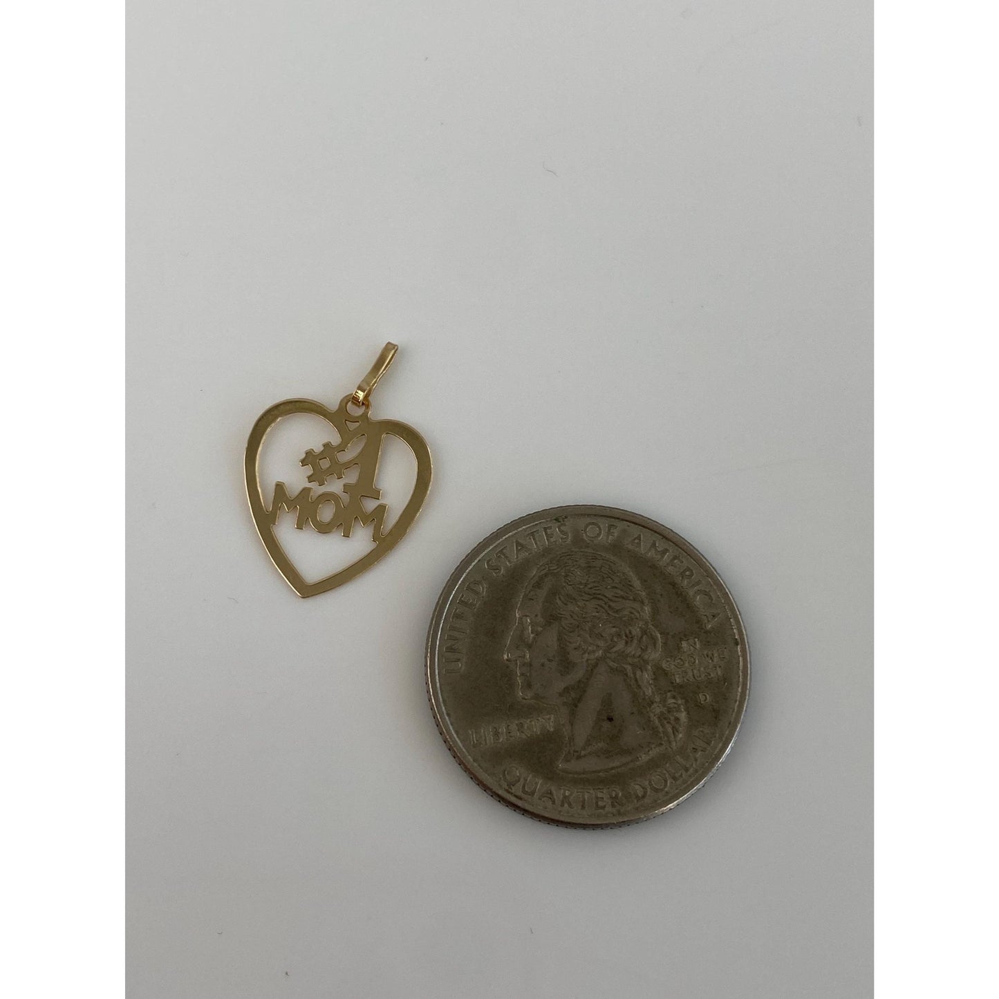 Vintage Solid 14k Yellow Gold #1 Mom Heart Charm