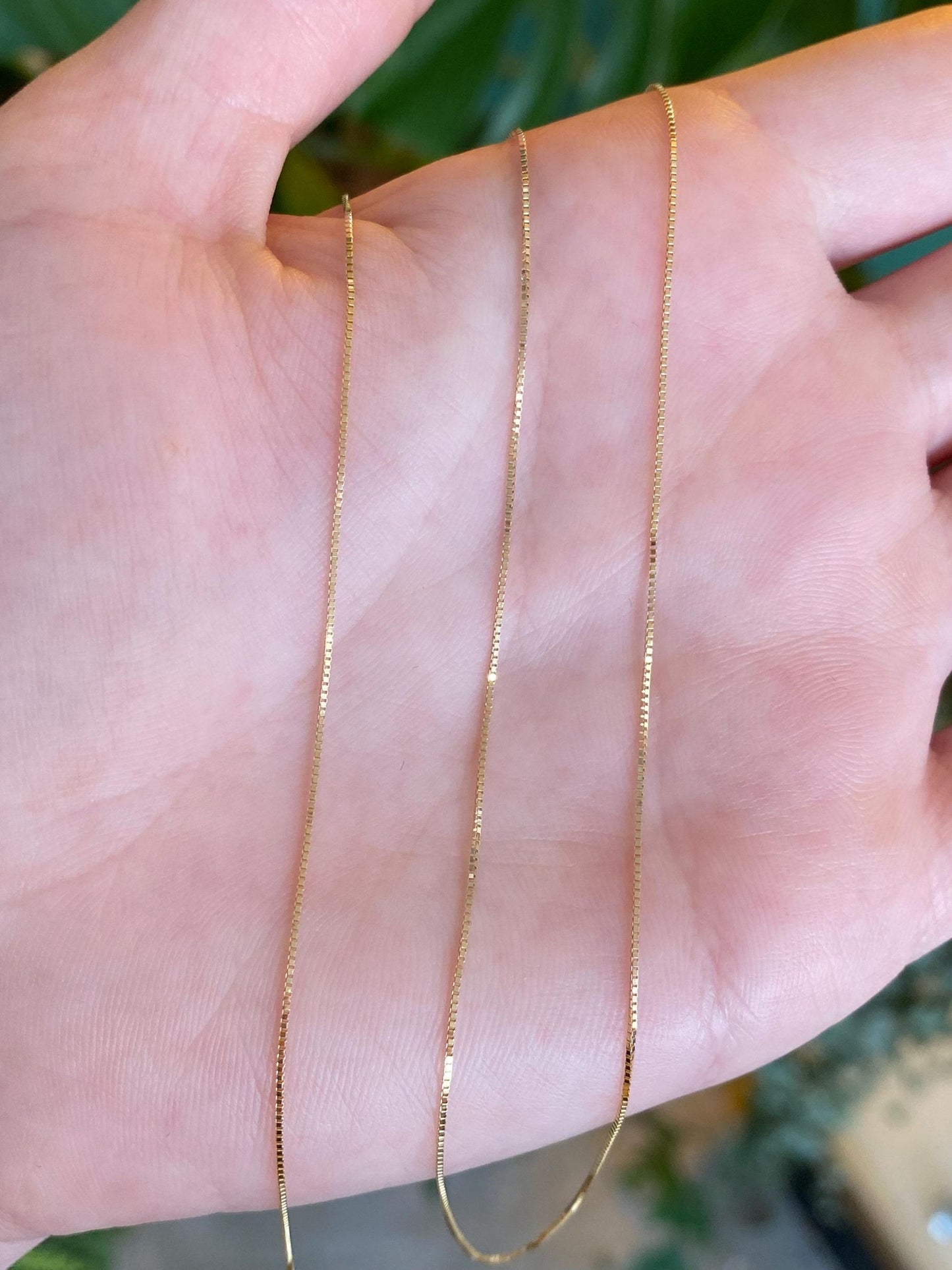 Vintage Solid 14k Yellow Gold Dainty Box Chain Necklace - 18.25 inches