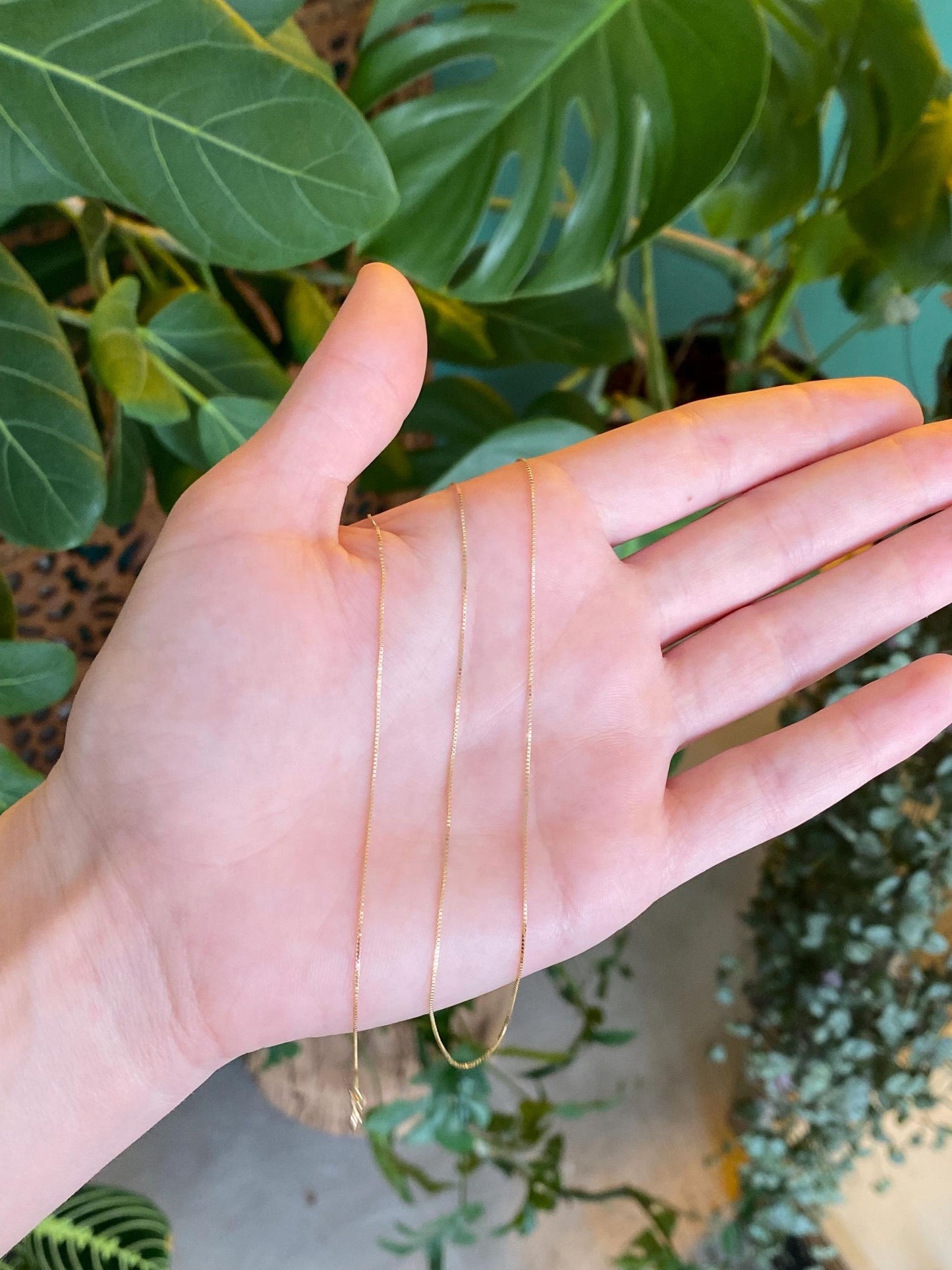 Vintage Solid 14k Yellow Gold Dainty Box Chain Necklace - 18.25 inches
