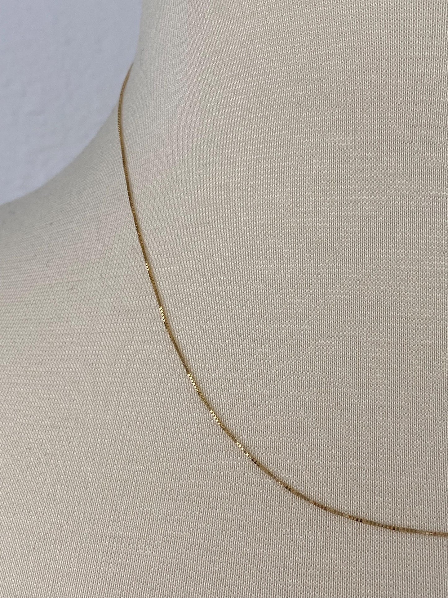 Vintage Solid 14k Yellow Gold Dainty Box Chain Necklace - 18.25 inches