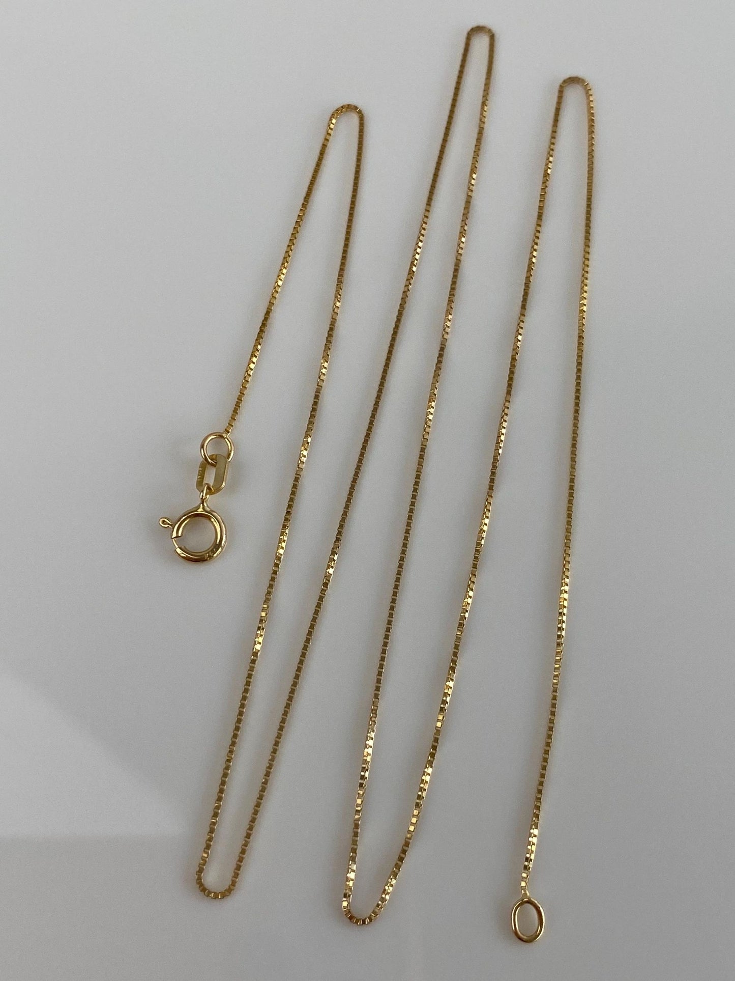 Vintage Solid 14k Yellow Gold Dainty Box Chain Necklace - 18.25 inches