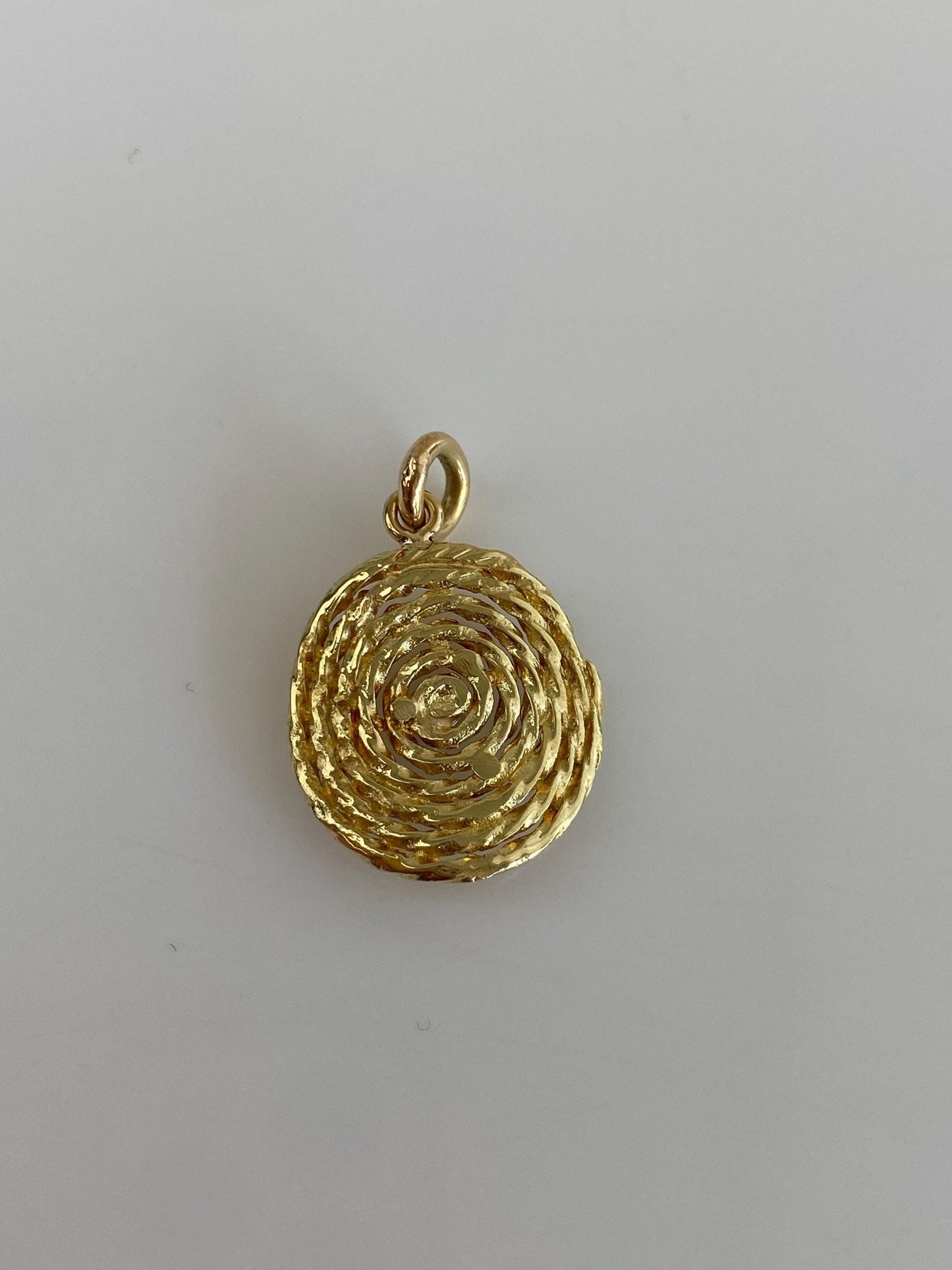 Vintage Solid 18k Yellow Gold Diamond Spiral Charm