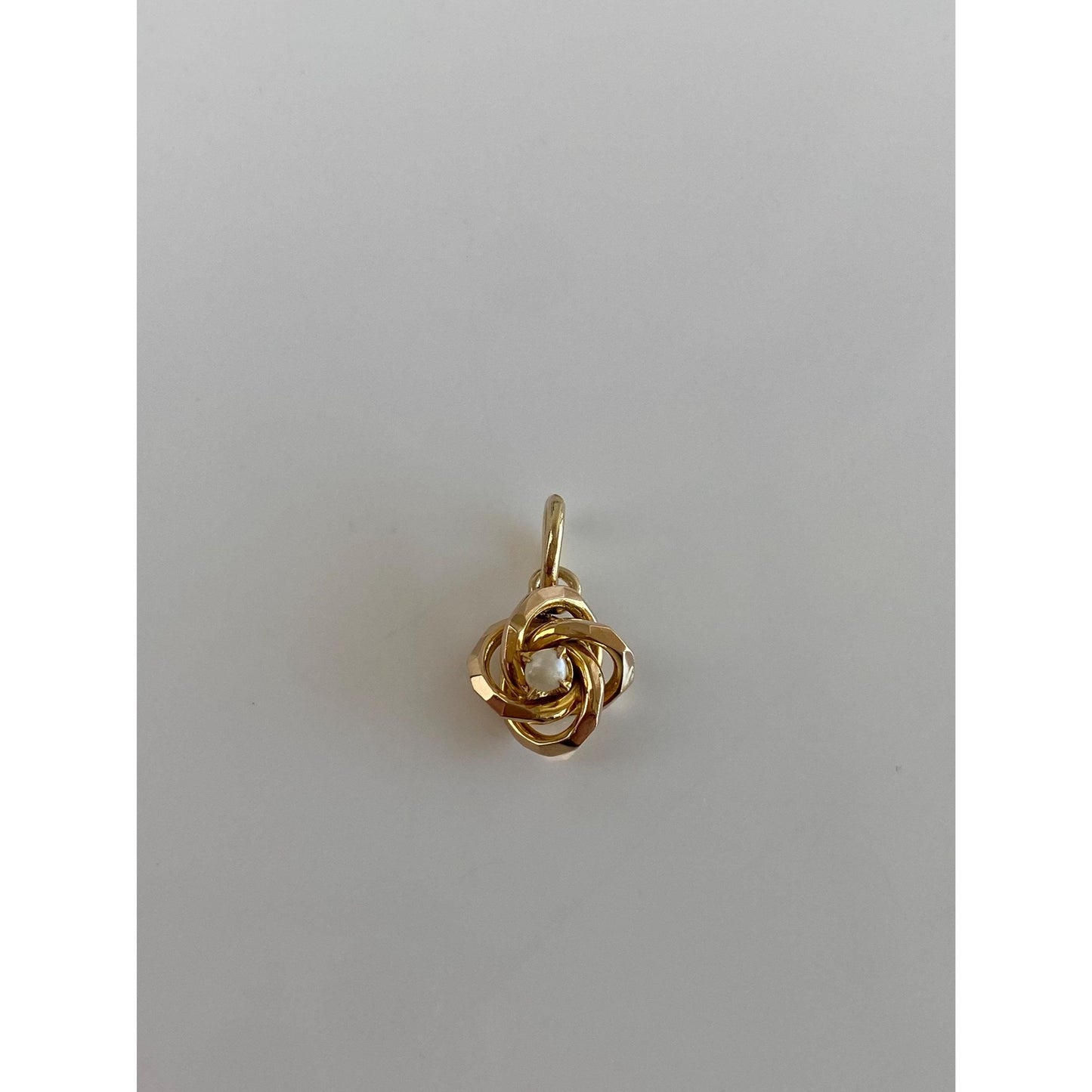 Vintage Solid 10k Yellow Gold Seed Pearl Knot Charm