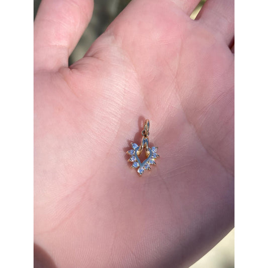 Vintage Solid 14k Yellow Gold Cubic Zirconia Charm