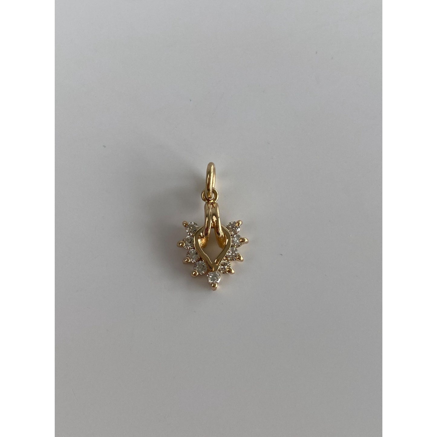 Vintage Solid 14k Yellow Gold Cubic Zirconia Charm