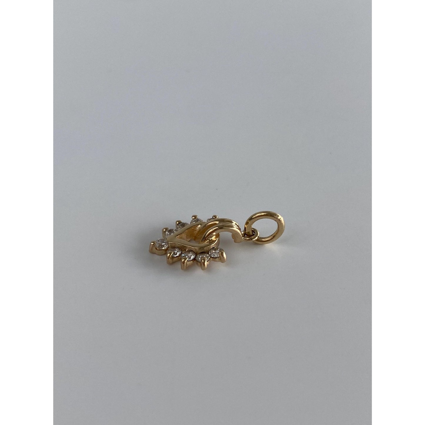 Vintage Solid 14k Yellow Gold Cubic Zirconia Charm
