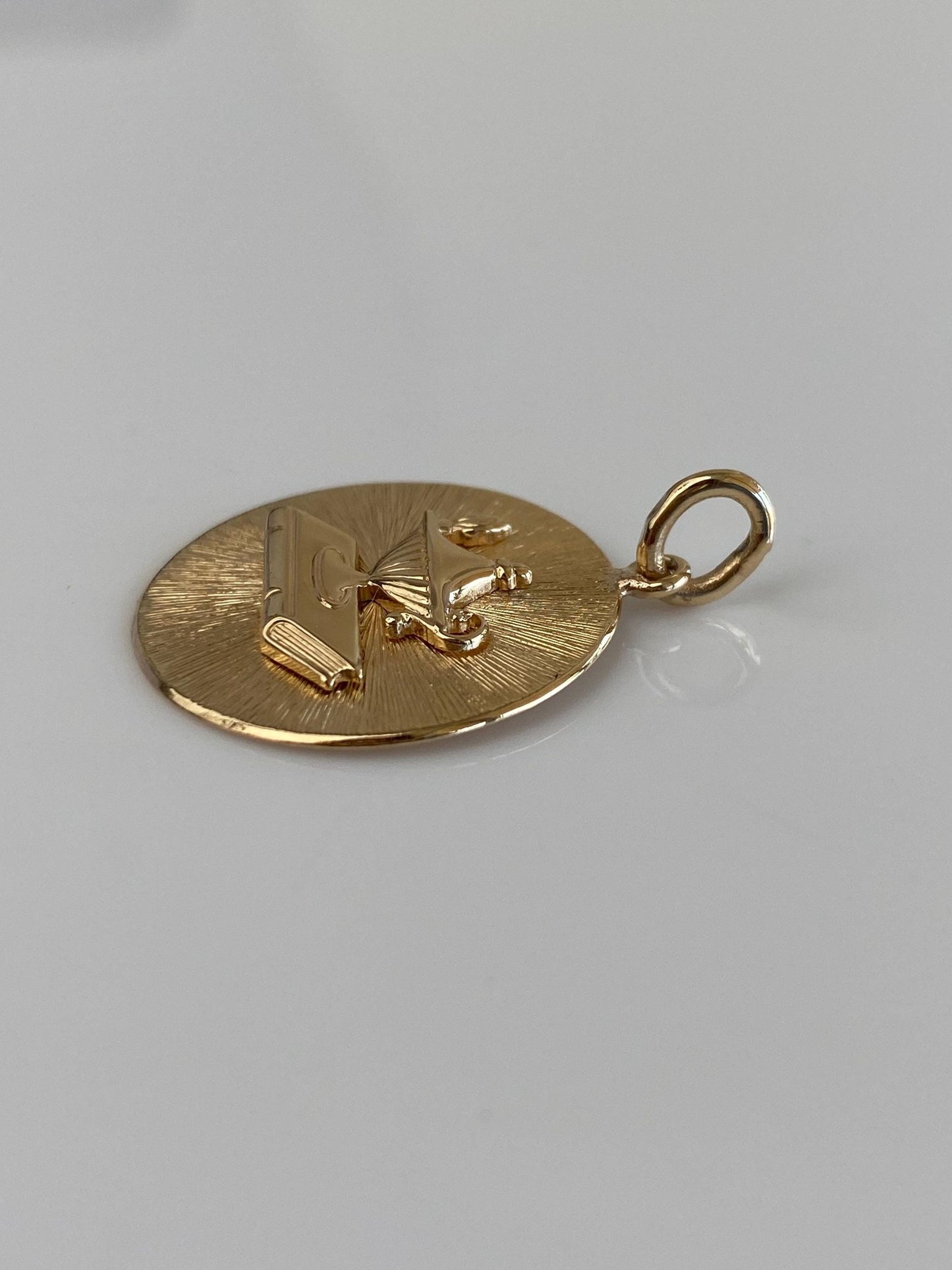 Vintage Solid 14k Yellow Gold Oil Lamp Book Charm