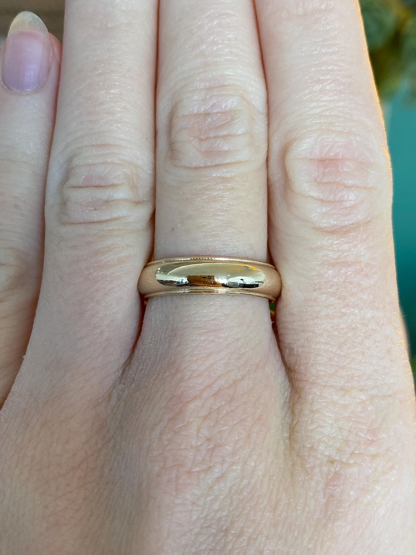 Vintage Solid 14k Yellow Gold Miligrain Ring Band - Size 7.75