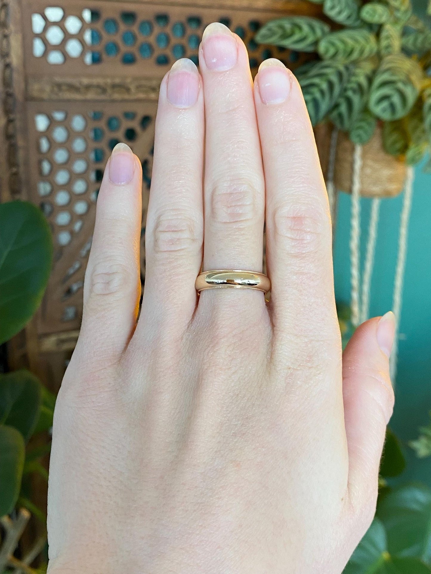 Vintage Solid 14k Yellow Gold Miligrain Ring Band - Size 7.75