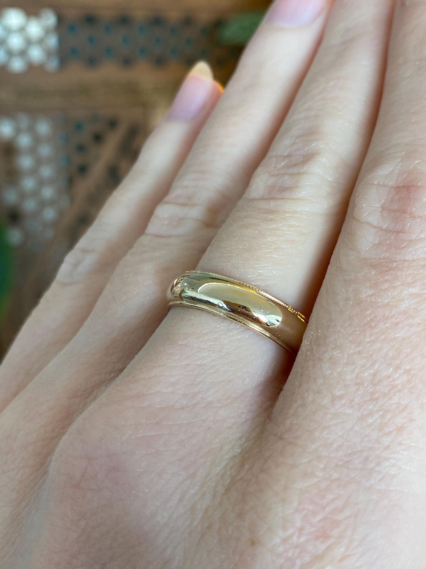 Vintage Solid 14k Yellow Gold Miligrain Ring Band - Size 7.75