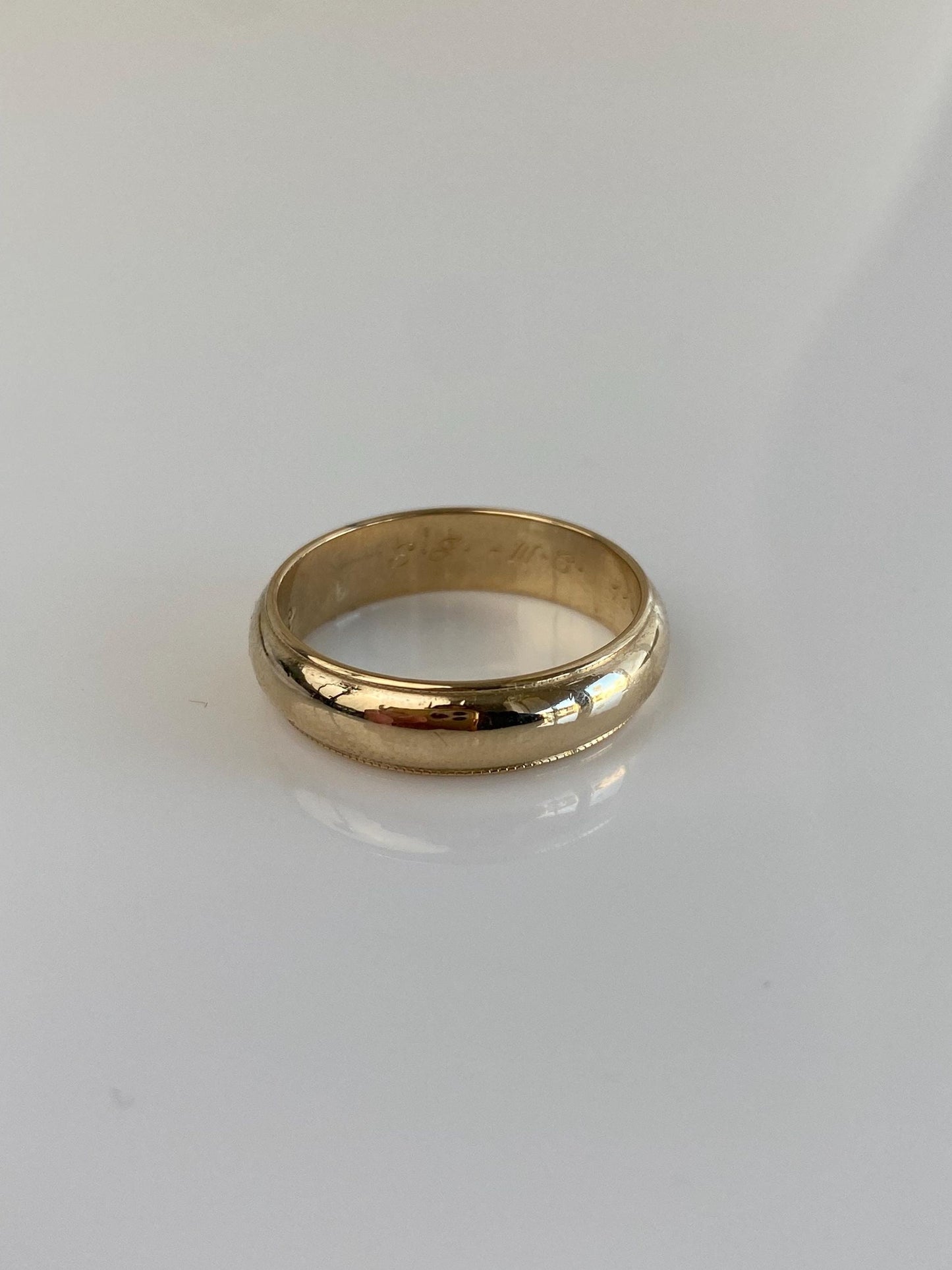 Vintage Solid 14k Yellow Gold Miligrain Ring Band - Size 7.75