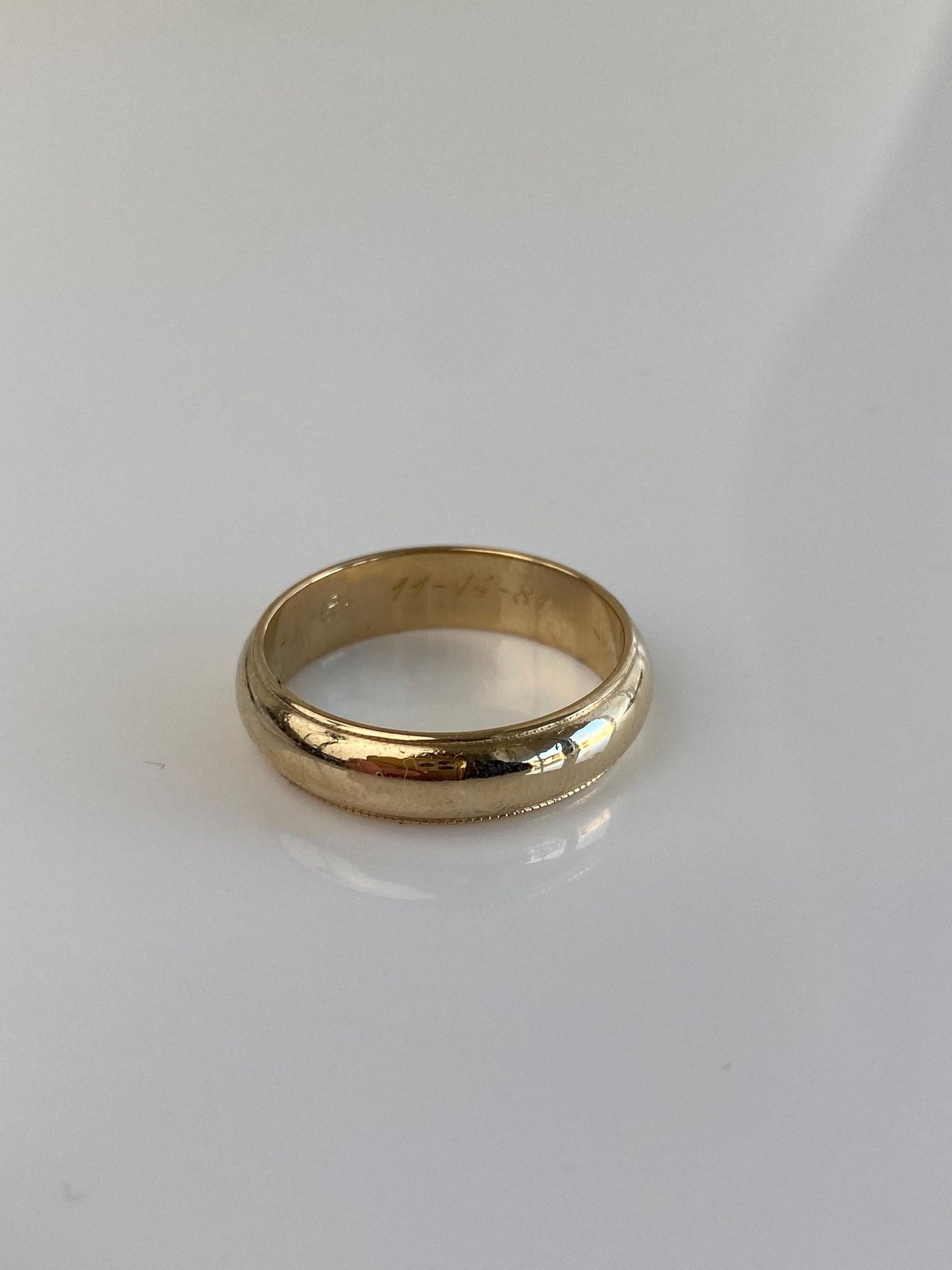 Vintage Solid 14k Yellow Gold Miligrain Ring Band - Size 7.75
