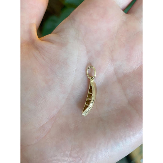 Vintage Solid 14k Yellow Gold Canoe Charm