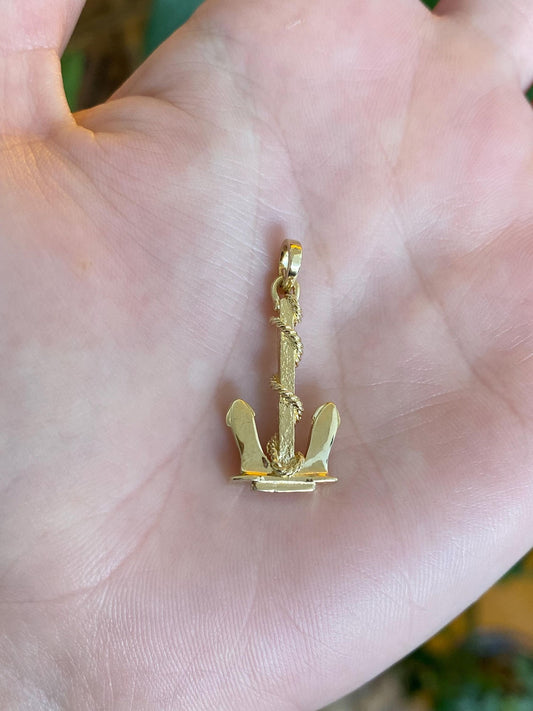Vintage Solid 14k Yellow Gold Anchor Charm
