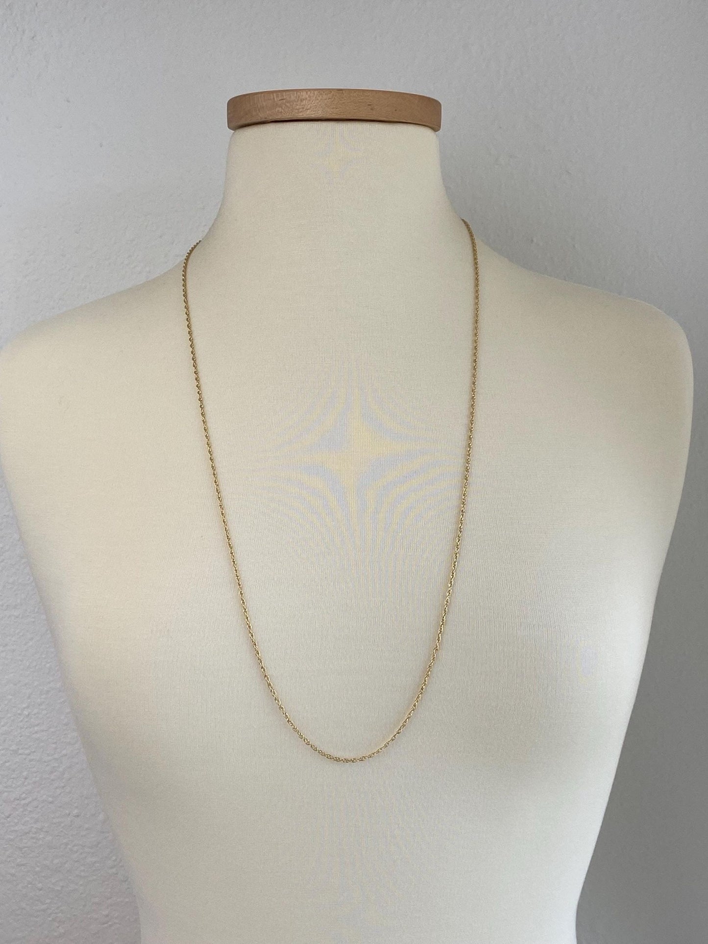 Vintage Solid 14k Yellow Gold Long Chain Necklace - 32.25 inches
