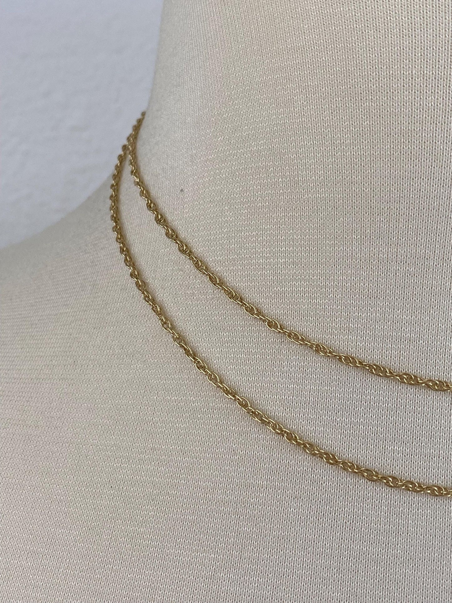 Vintage Solid 14k Yellow Gold Long Chain Necklace - 32.25 inches